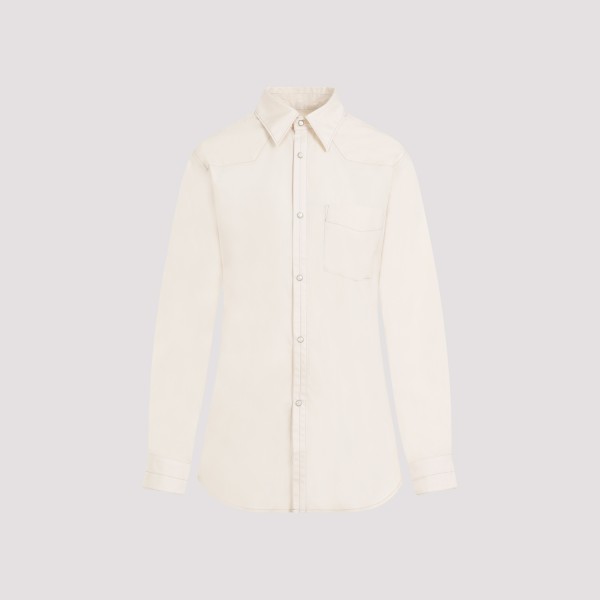 Shop Lemaire Western Fitted Shirt 38 In Ye Cream