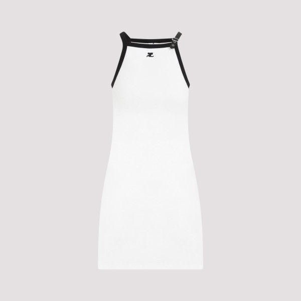 Shop Courrèges Courreges Buckle Contrast Mini Dress S In Heritage White Black