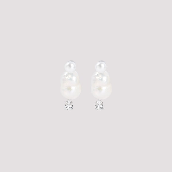 Shop Simone Rocha Crystal & Peanut Pearl Earrings Unica In Pearl  Crystal