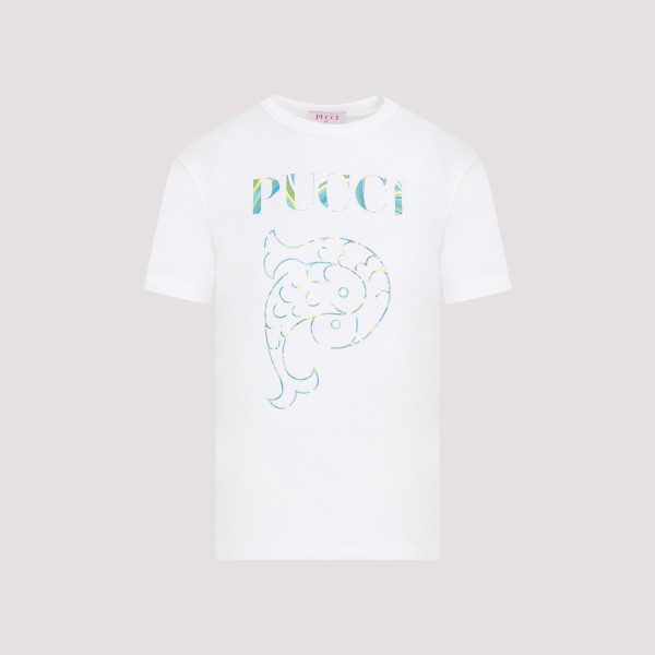 Pucci Cotton T-shirt In Bianco