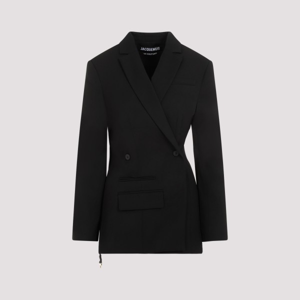 Shop Jacquemus Wool La Veste Tibau Jacket 38 In Black