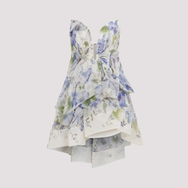 Shop Zimmermann Natura Draped Mini Dress 1 In Buf Blue Floral