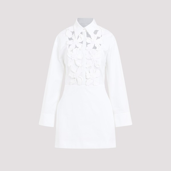 Shop Valentino Embroidered Mini Dress 40 In Bo Bianco