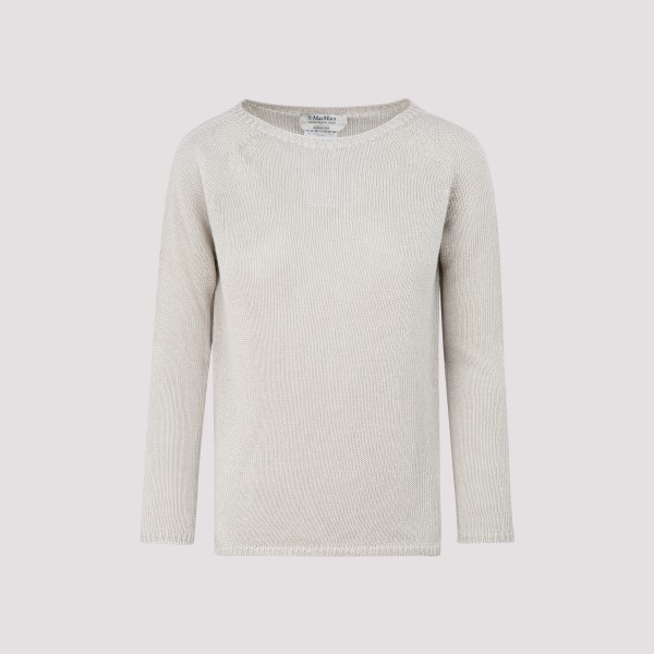 Shop Max Mara Giolino Linen Sweater Xs In Ecru