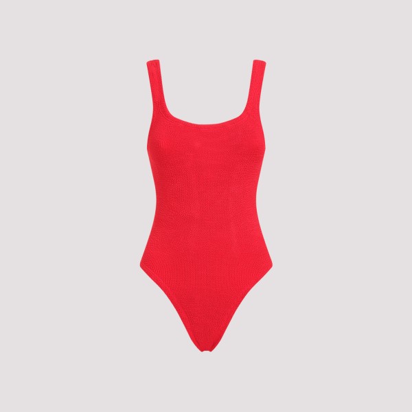 Shop Hunza G Squareneck Swimsuit Unica In Red
