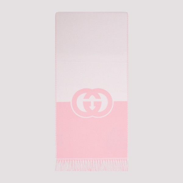Gucci Wool Cashmere Scarf In Roseate Ivory