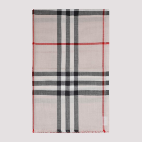 Shop Burberry Wool And Silk Check Scarf Unica In A Stone Check