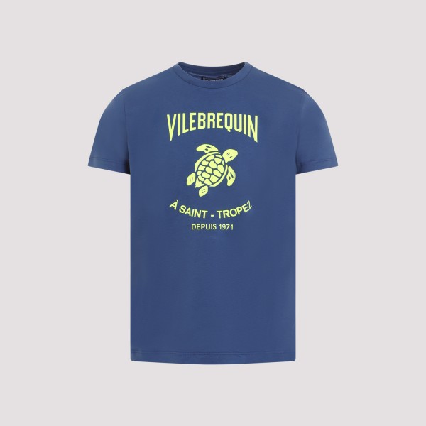 Shop Vilebrequin T-shirt With Logo M In Blue Yacht