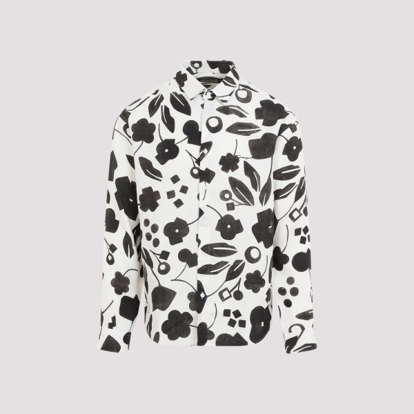 Shop Jacquemus La Chemise Simon Shirt 48 In Hc Pt Black White Cubic Flow