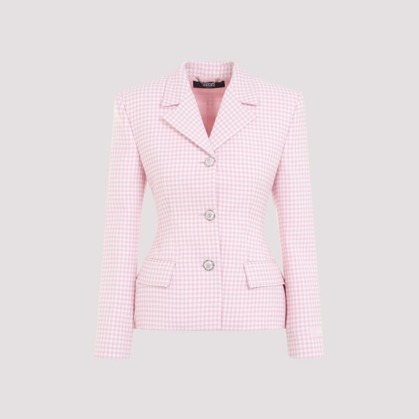Shop Versace Vichy Informal Jacket 40 In Pq Pastel Pink