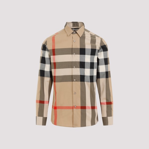 Shop Burberry Check Cotton Shirt S In A Archive Beige Ip Chk