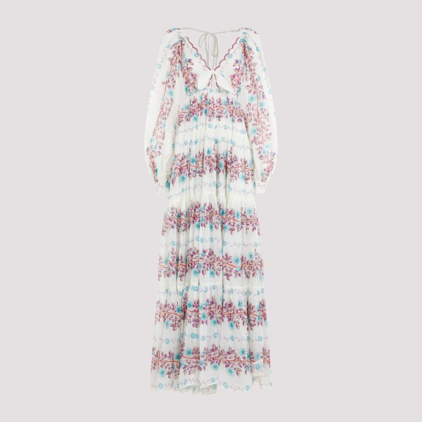 Shop Etro Cotton Long Dress 40 In X Stampa Fdo Bianco