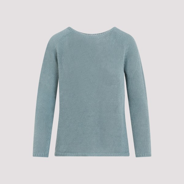 Max Mara Giolino Linen Sweater In Solido Azzurro