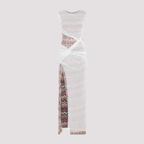 Shop Missoni Caperdoni Long Dress 38 In Smds Wht Lilac Green Yellow