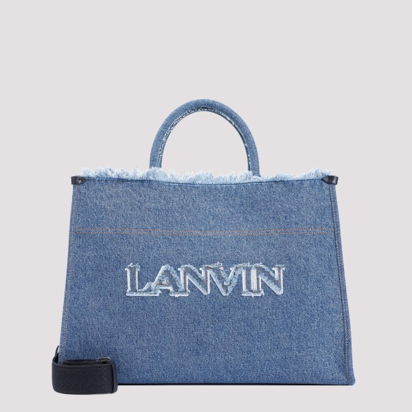 Shop Lanvin Cotton Tote Bag Unica In Denim Blue
