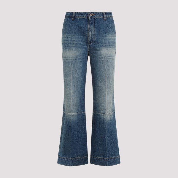 Shop Victoria Beckham Cropped Kick Jeans 25 In Indigrey Wash