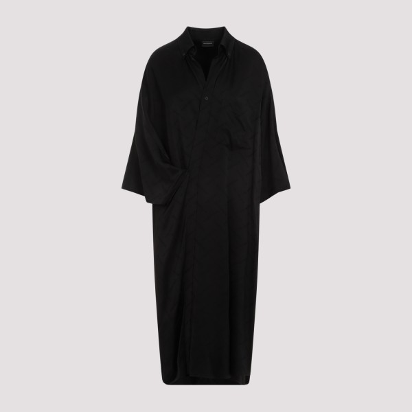 Shop Balenciaga Short Sleeves Wrap Dress 36 In Black