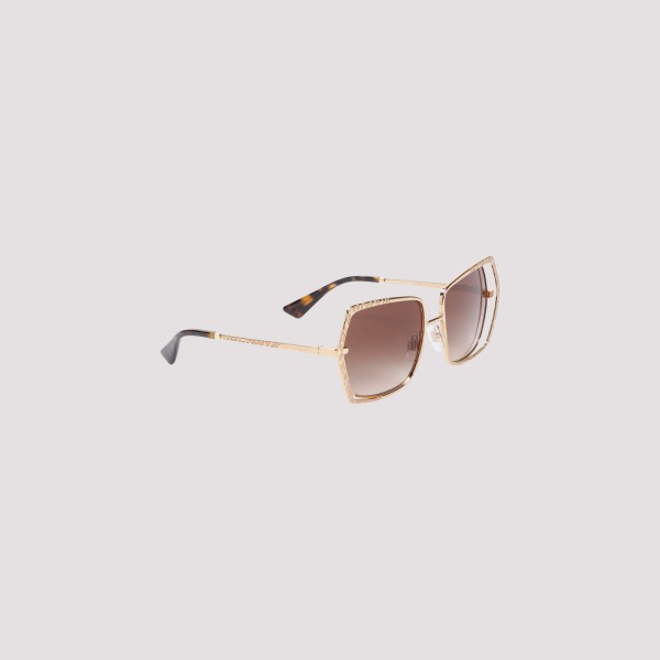 Dolce & Gabbana Gold Metal Print Sunglasses In Metallic