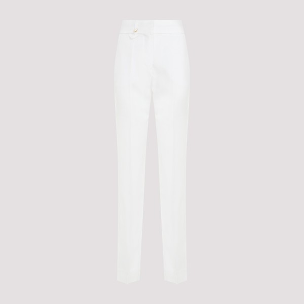 Shop Jacquemus Viscose Tibau Pants 34 In White