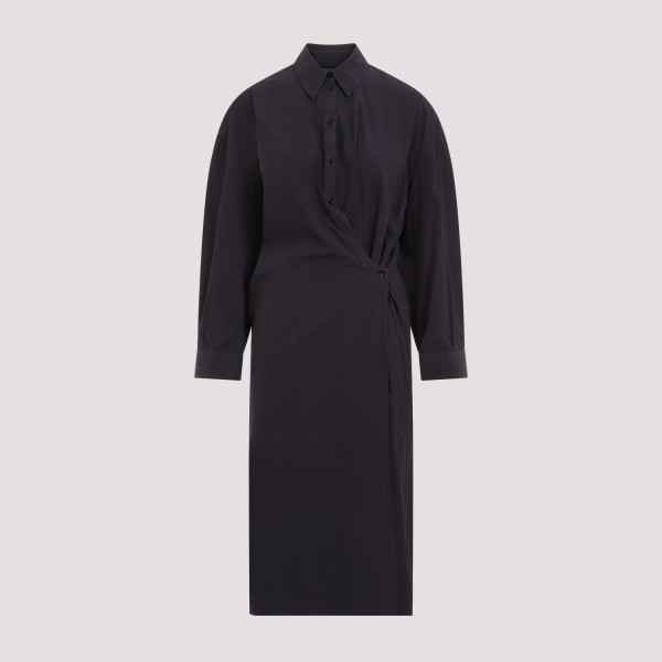 Shop Lemaire Straight Collar Twisted Midi Dress 34 In Bl Dark Navy