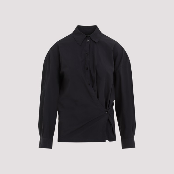 Shop Lemaire Straight Collar Twisted Shirt 38 In Bl Dark Navy