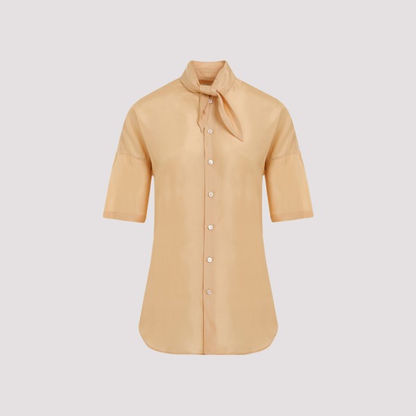 Shop Lemaire Short Sleeves Fitted With Scarf Shirt 36 In Re Apricot