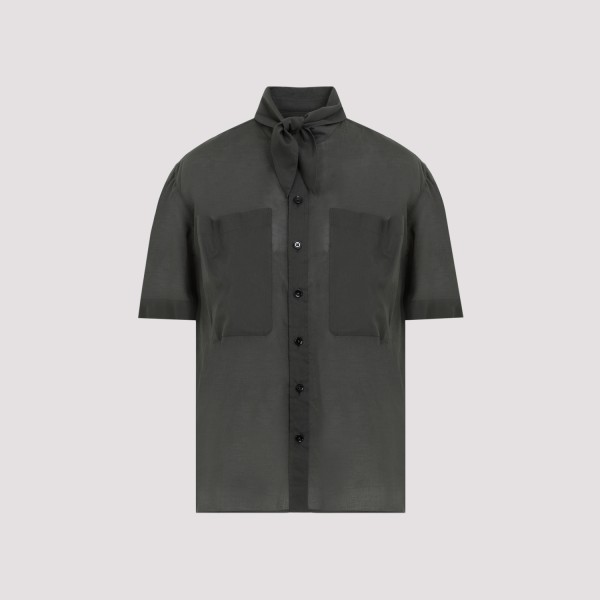 Shop Lemaire Short Sleeves With Foulard Shirt 34 In Bk Asphalt