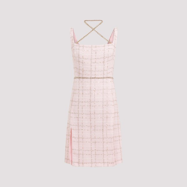 Giambattista Valli Bouclé Pink Polyamide Midi Dress In Neutrals