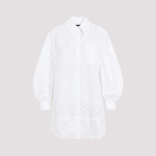 Simone Rocha Drop Signature Short Sleeves Shirt Dress In White/white
