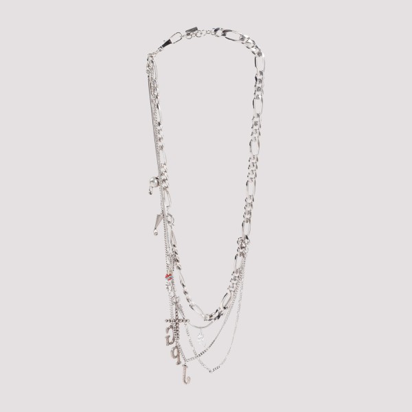 Jean Paul Gaultier Multiple Chains And Charms Necklace Unica In  Aged Silver