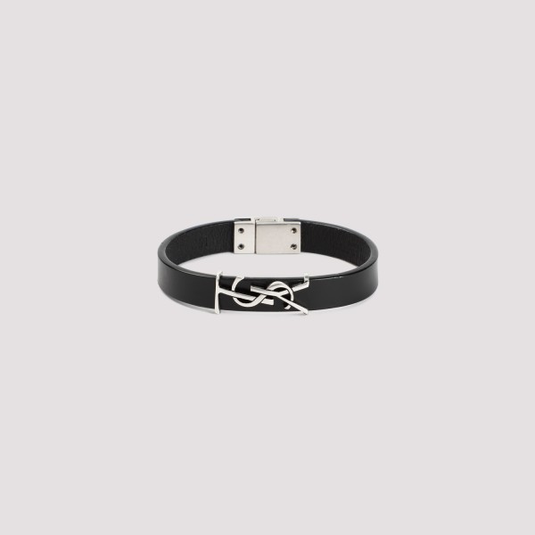 Saint Laurent Leather Bracelet L In Black