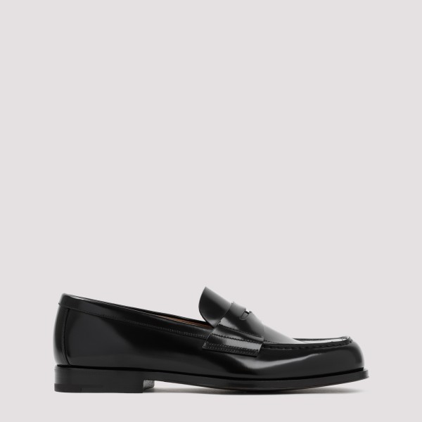 Shop Prada Leather Loafers 7+ In F Nero