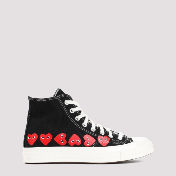 Shop Comme Des Garçons Play Multi Heart Hi Top Sneakers 5+ In  Black