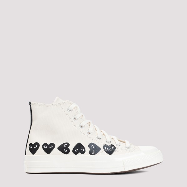 Shop Comme Des Garçons Play Multi Heart Hi Top Sneakers 5+ In  White