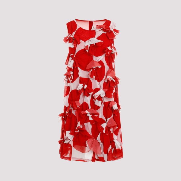 Shop Comme Des Garçons Floral-appliqué Dress S In White Red