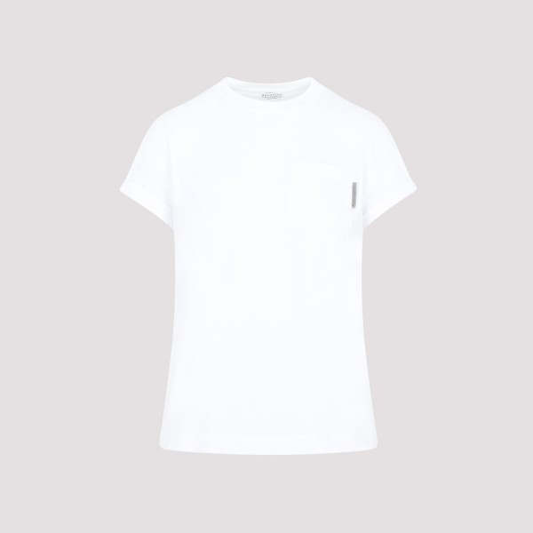 Shop Brunello Cucinelli Brunello Cuccinelli Tab Pocket Cotton T-shirt Xs In C Bianco