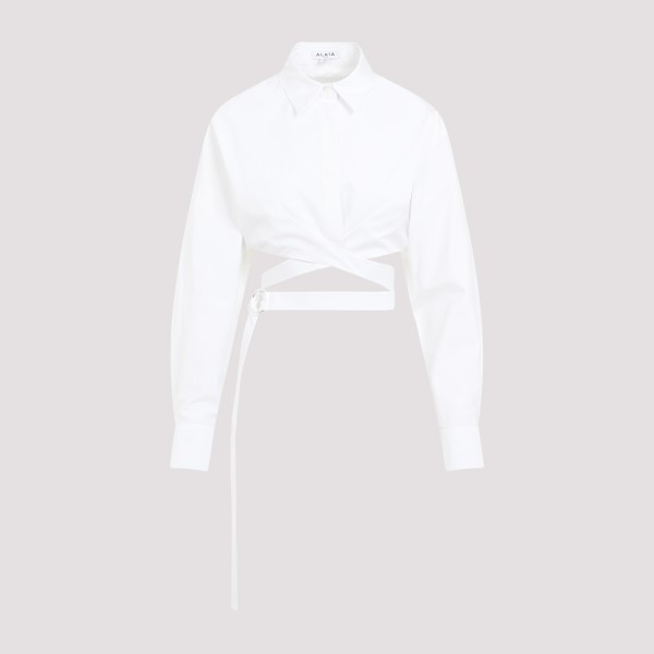 Shop Alaïa Crossed Shirt 36 In  Blanc