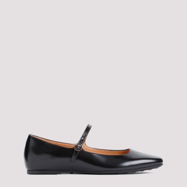 Tod's Ballerinas In Leather In Nero