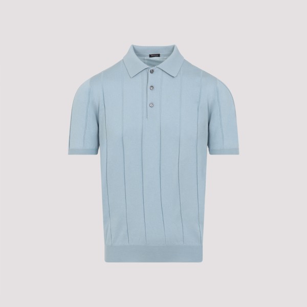 Kiton Cotton Polo L In Blue