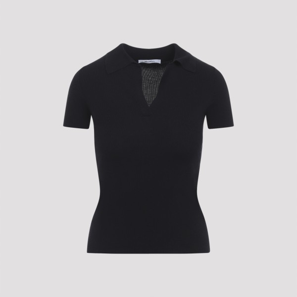 Max Mara Albero Knit Ribbed Polo Xs In Black